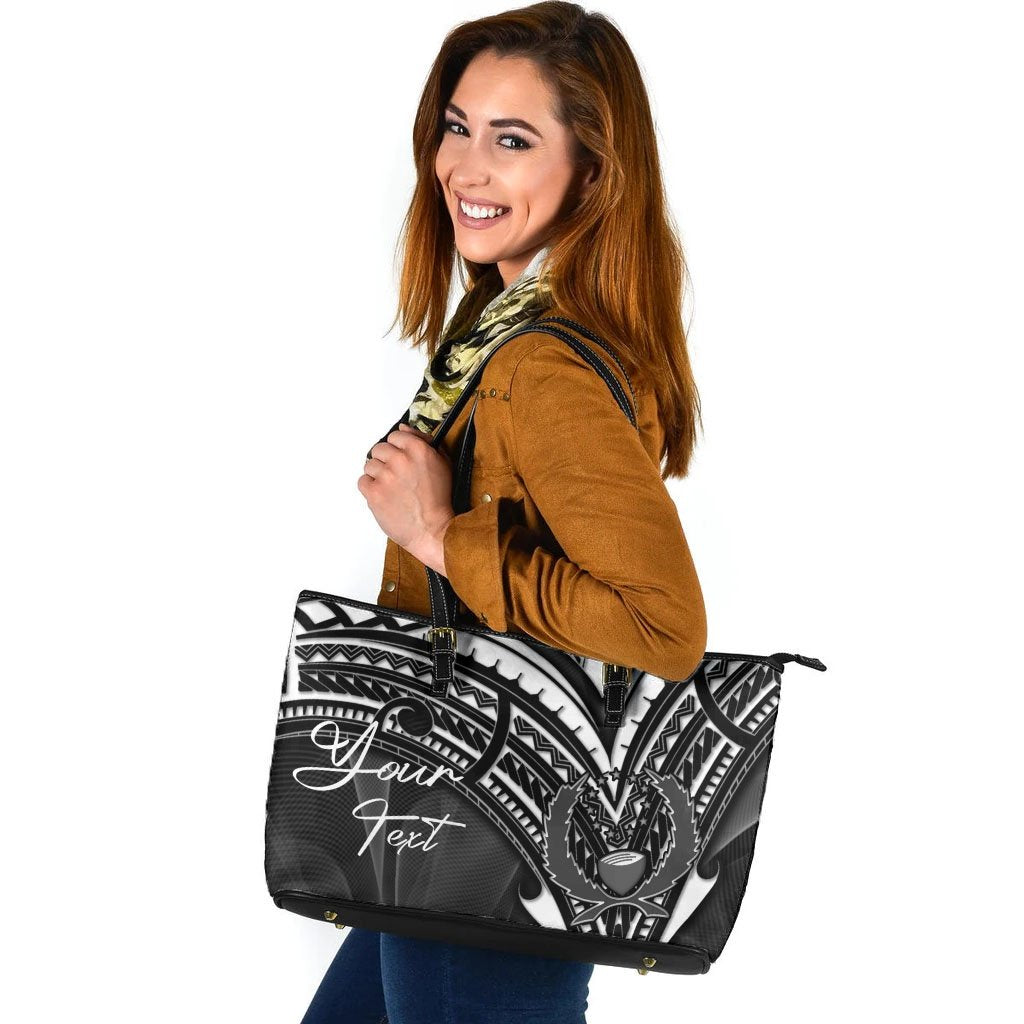 Pohnpei State Custom Personalised Leather Tote - Cross Style Black - Polynesian Pride