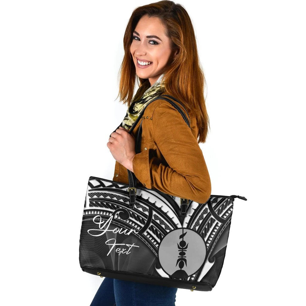 New Caledonia Custom Personalised Leather Tote - Cross Style Black - Polynesian Pride