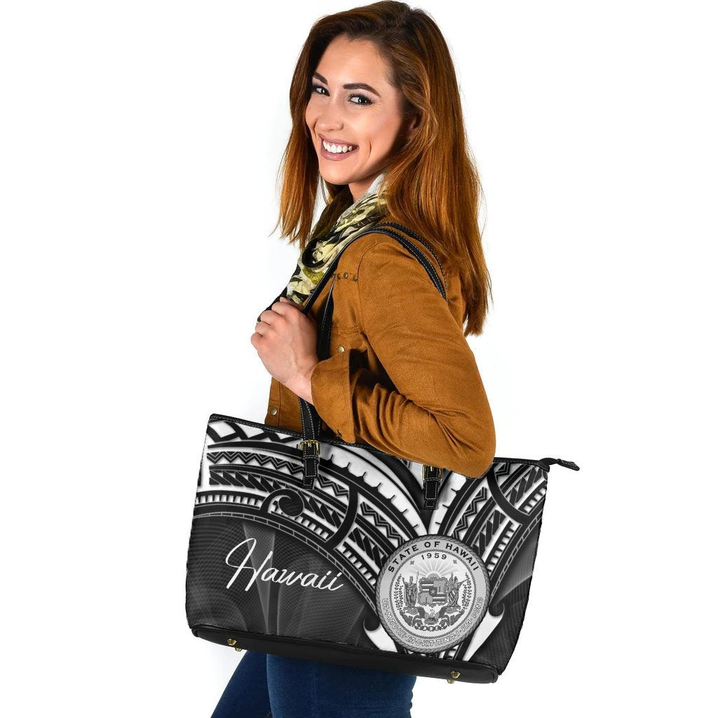 Hawaii Leather Tote - Cross Style Black - Polynesian Pride