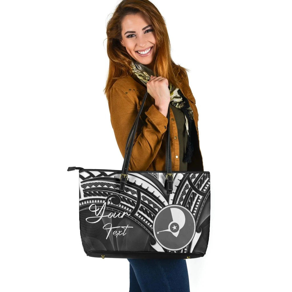 Yap State Custom Personalised Leather Tote - Cross Style Black - Polynesian Pride