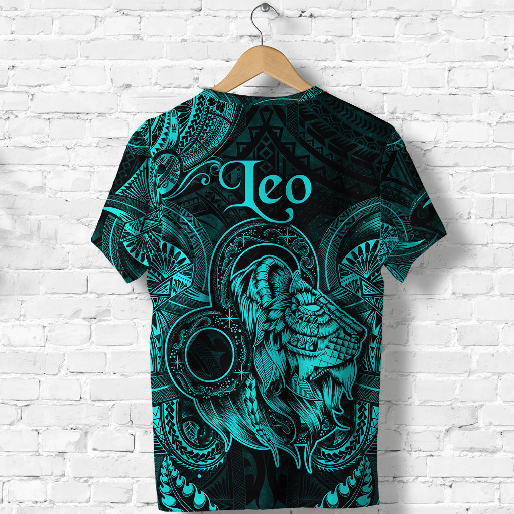 Leo Zodiac Polynesian T Shirt Unique Style Turquoise LT8 - Polynesian Pride