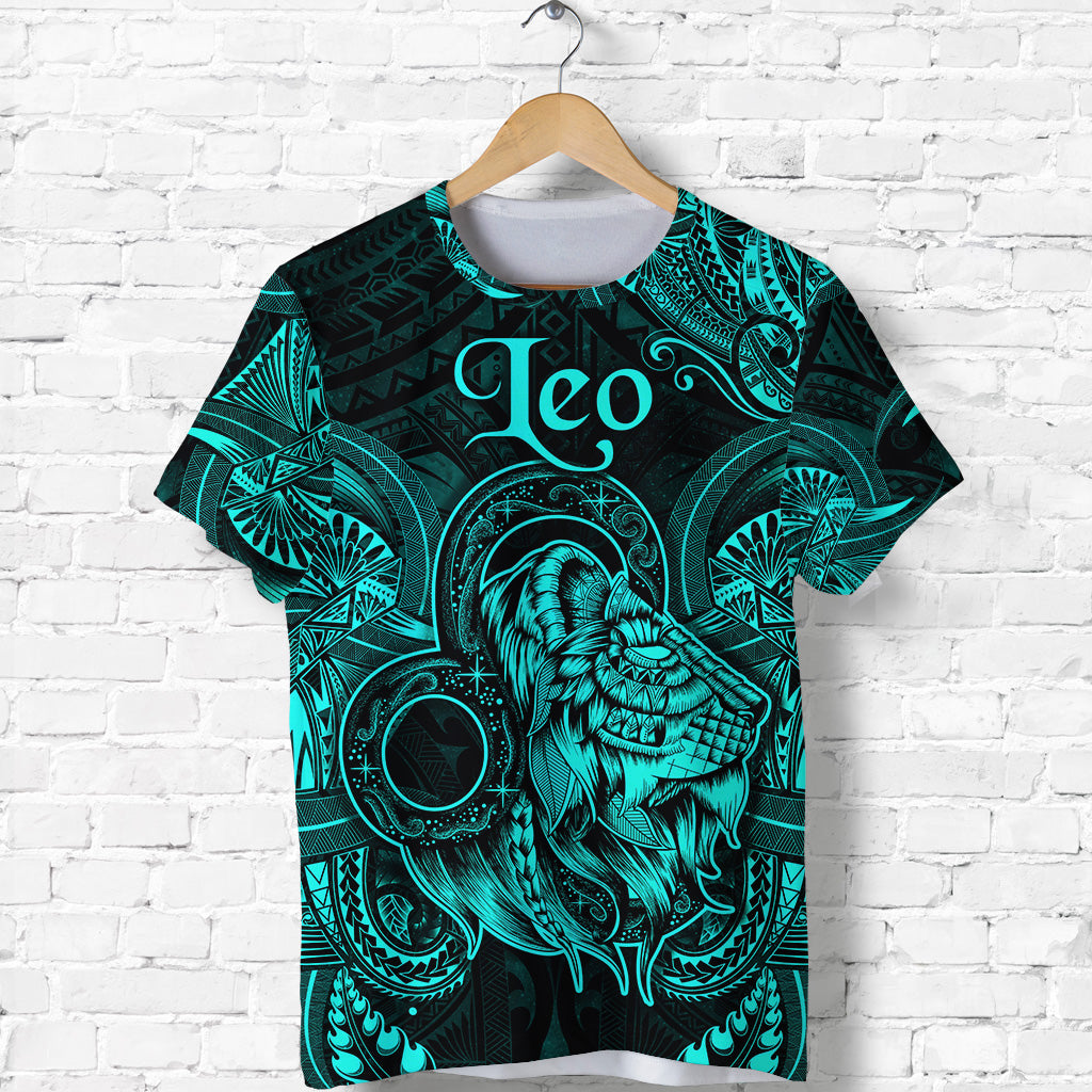 Leo Zodiac Polynesian T Shirt Unique Style Turquoise LT8 - Polynesian Pride