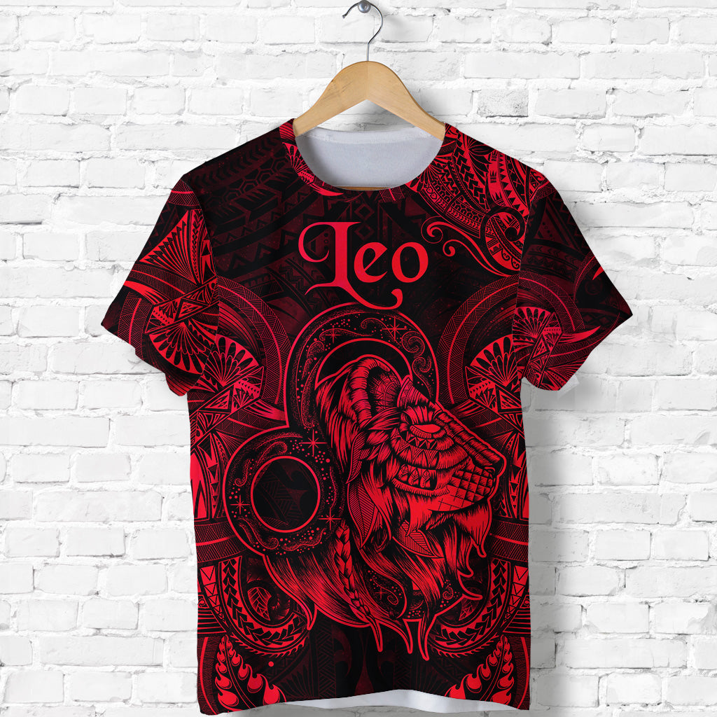 Leo Zodiac Polynesian T Shirt Unique Style Red LT8 Red - Polynesian Pride