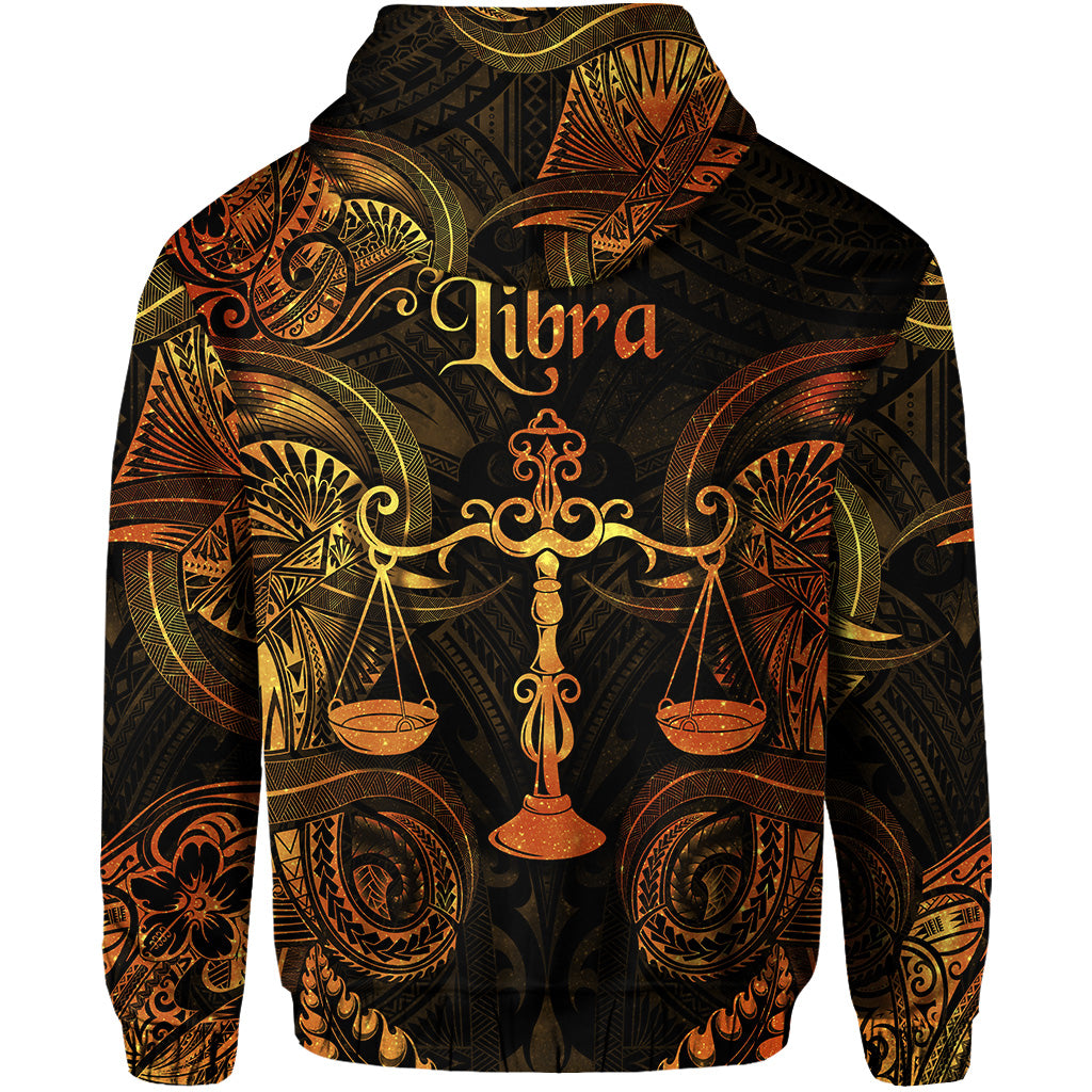 Libra Zodiac Polynesian Zip Hoodie Unique Style Gold LT8 - Polynesian Pride
