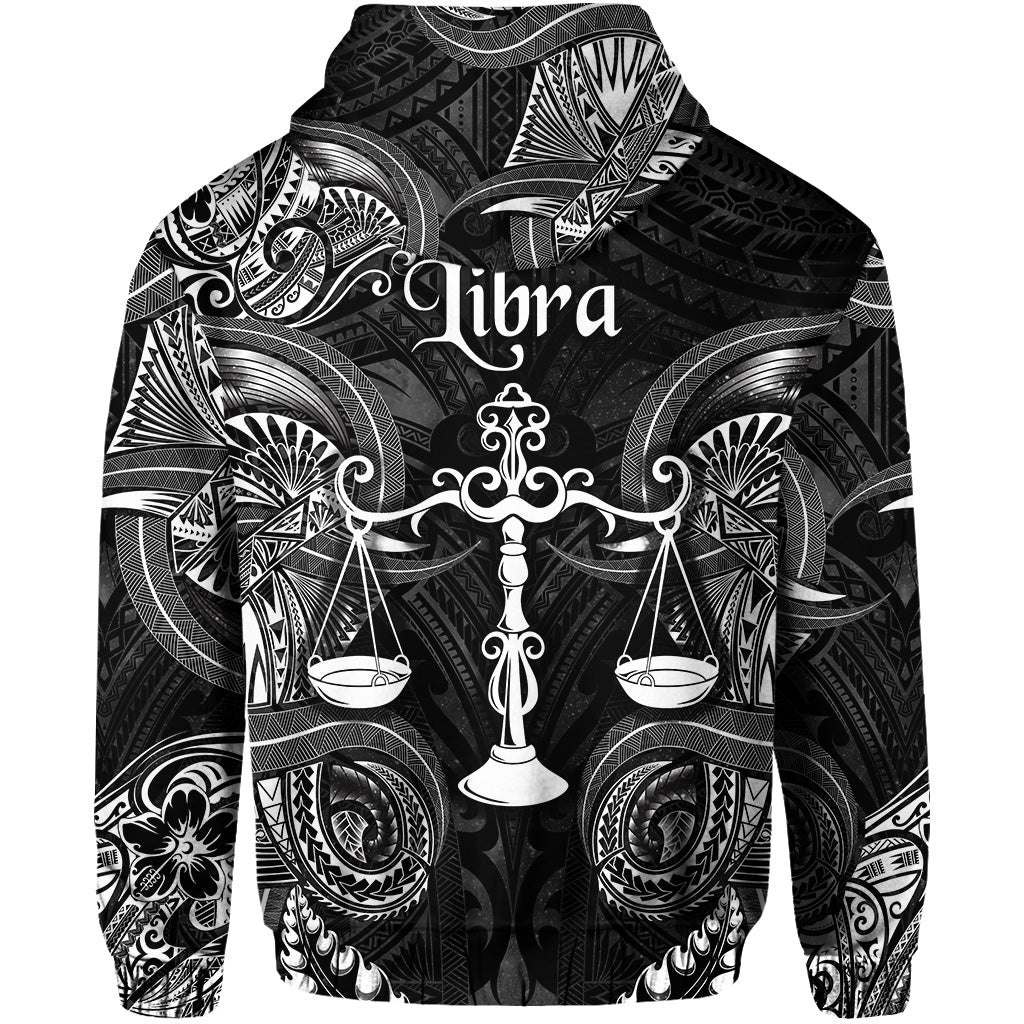 Libra Zodiac Polynesian Zip Hoodie Unique Style Black LT8 - Polynesian Pride