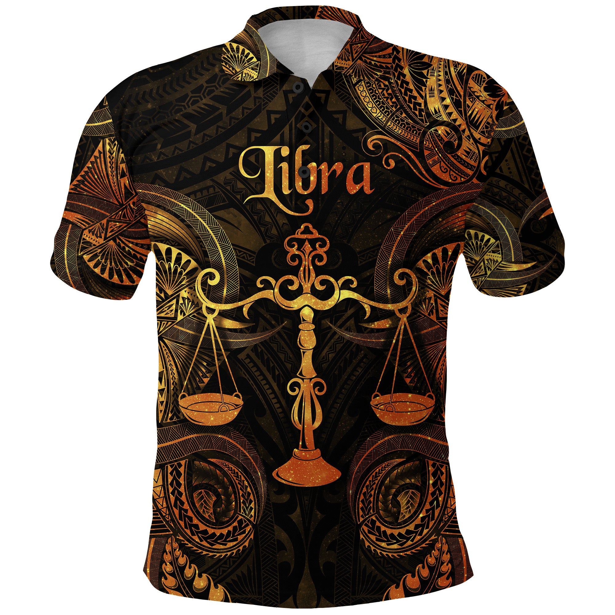 Libra Zodiac Polynesian Polo Shirt Unique Style Gold LT8 - Polynesian Pride