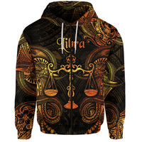 Libra Zodiac Polynesian Zip Hoodie Unique Style Gold LT8 Unisex Gold - Polynesian Pride
