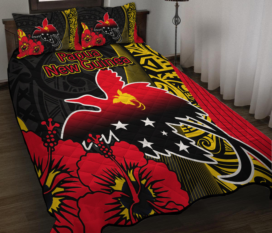 Papua New Guinea Quilt Bed Set Vibe Style LT6 Black - Polynesian Pride