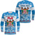 (Custom Personalised) Fiji Masi Tapa Christmas Vibe Long Sleeve Shirt LT9 Unisex Blue - Polynesian Pride