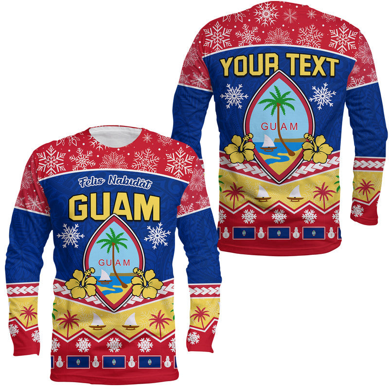 (Custom Personalised) Guam Tribal Polynesian Christmas Vibe Long Sleeve Shirt LT9 Unisex Blue - Polynesian Pride