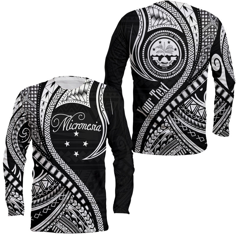 (Custom Personalised) Federated States of Micronesia Long Sleeve Shirt Black Polynesian Wave Style LT9 Unisex Black - Polynesian Pride