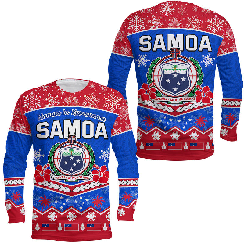 Samoa Tribal Polynesian Christmas Vibe Long Sleeve Shirt LT9 Unisex Blue - Polynesian Pride