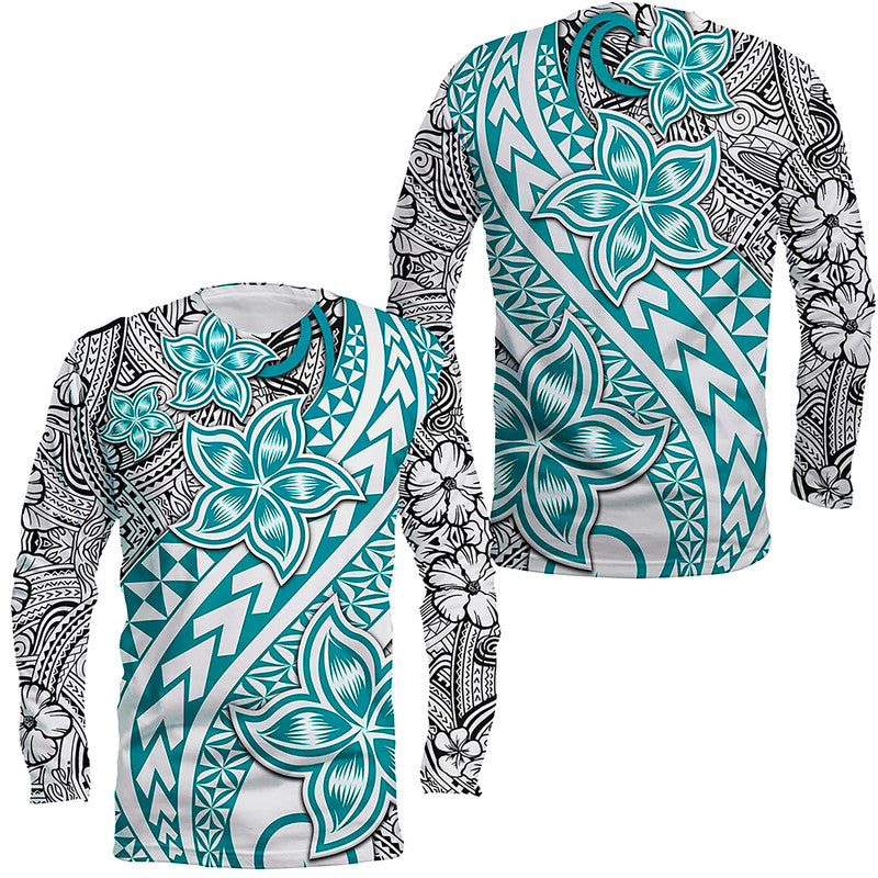 Traditional Polynesian Tribal Tattoo Retro Long Sleeve Shirt Turquoise LT9 Unisex Turquoise - Polynesian Pride