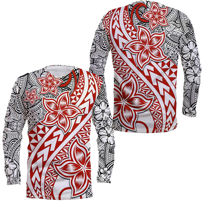 Traditional Polynesian Tribal Tattoo Retro Long Sleeve Shirt Red LT9 Unisex Red - Polynesian Pride