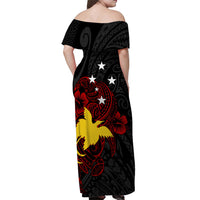 Personalised Papua New Guinea 49th Independence Off Shoulder Long Dress Tribal Turtle LT7 - Polynesian Pride