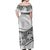 Fiji Day Off Shoulder Long Dress Flying Fijians Masi Kesa Style - White LT7 - Polynesian Pride