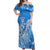 Apifoou College Tonga Off Shoulder Long Dress Kupesi Style - Ver02 LT7 Women Blue - Polynesian Pride