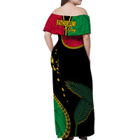 Vanuatu Father Lini Day Off Shoulder Long Dress Simple Style LT7 - Polynesian Pride
