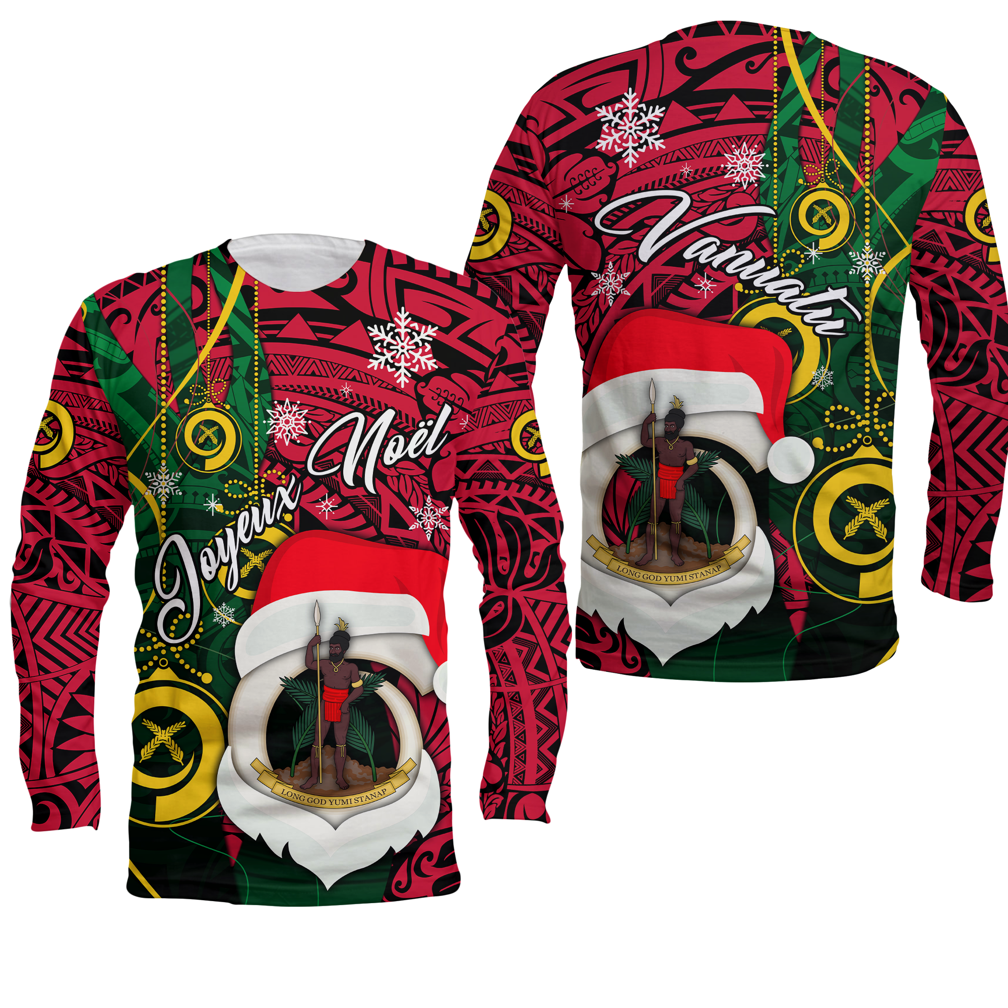 Vanuatu Christmas - Joyeux Nol Santas God Yumi Long Sleeve Shirt - LT2 Unisex PURPLE - Polynesian Pride