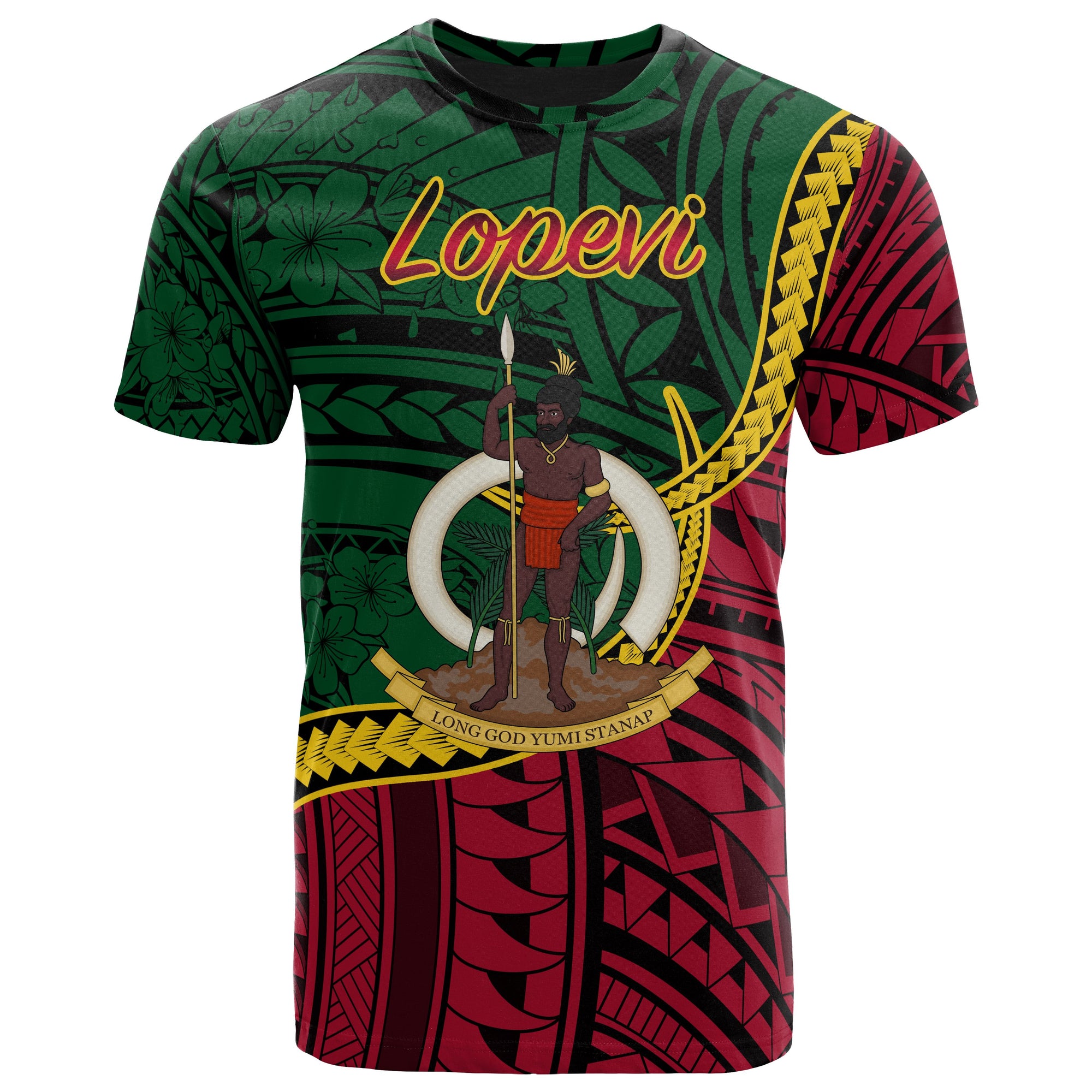 Vanuatu T Shirt Lopevi Seal of Vanuatu Polynesian Patterns Unisex Green - Polynesian Pride