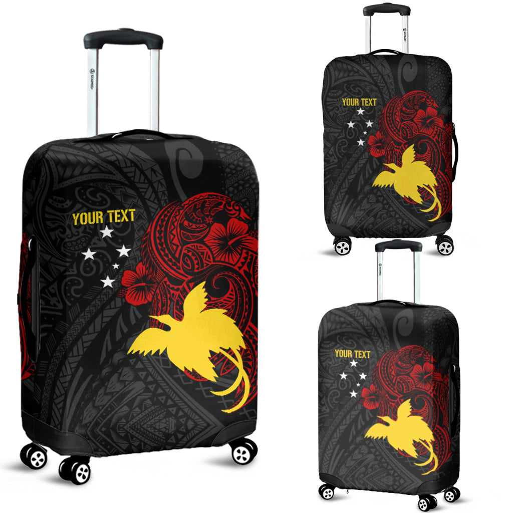 Personalised Papua New Guinea 49th Independence Luggage Cover Tribal Turtle LT7 Black - Polynesian Pride
