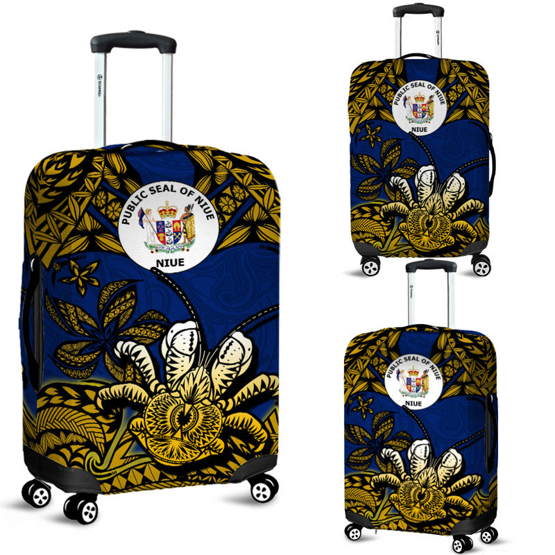 Niue Uga Luggage Cover Tribal Patterns Blue Style LT6 - Polynesian Pride