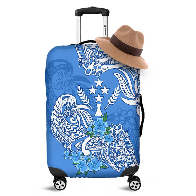 FSM Kosrae State Luggage Cover Polynesian Floral Tribal LT9 Blue - Polynesian Pride