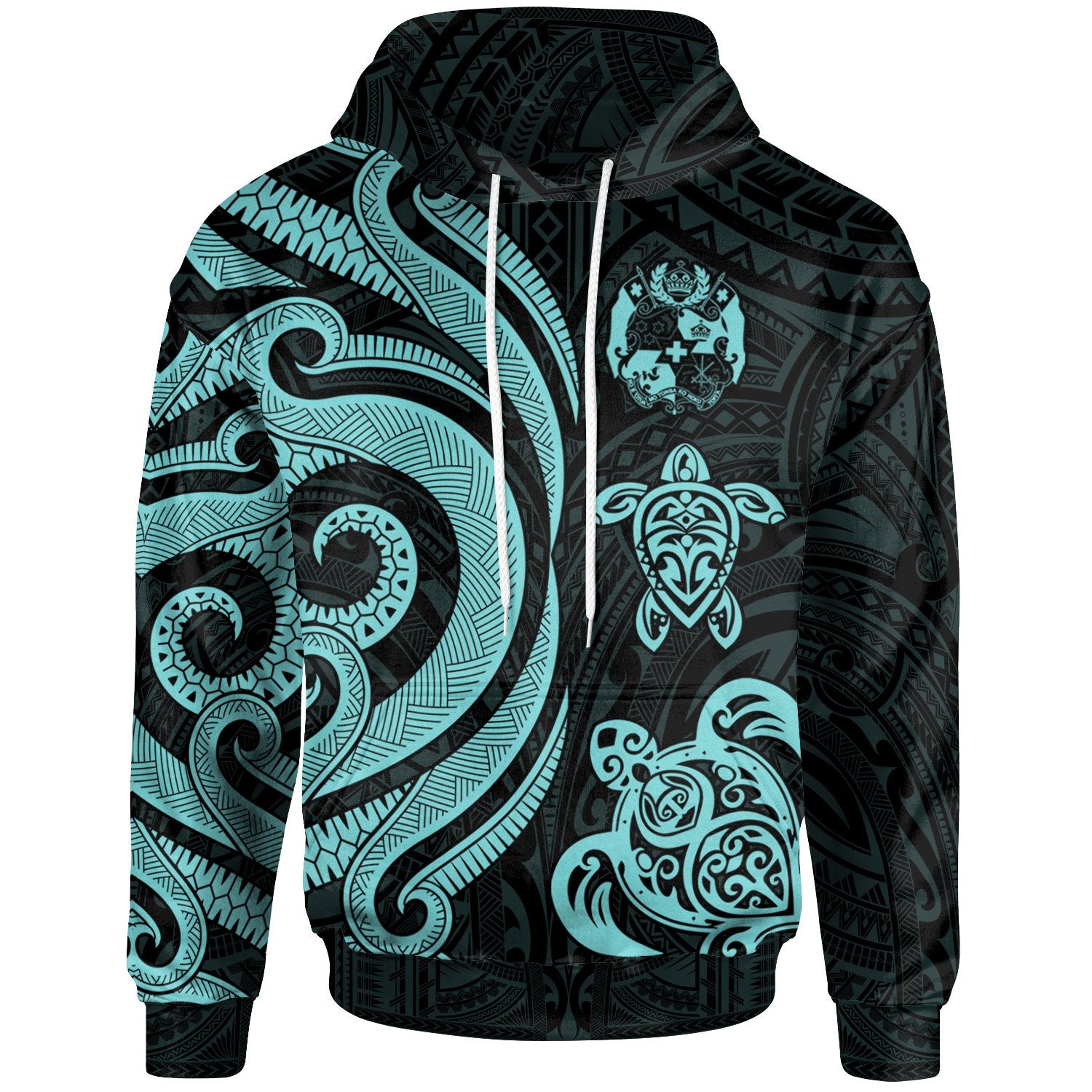 Tonga Polynesian Hoodie Turquoise Tentacle Turtle Unisex Turquoise - Polynesian Pride