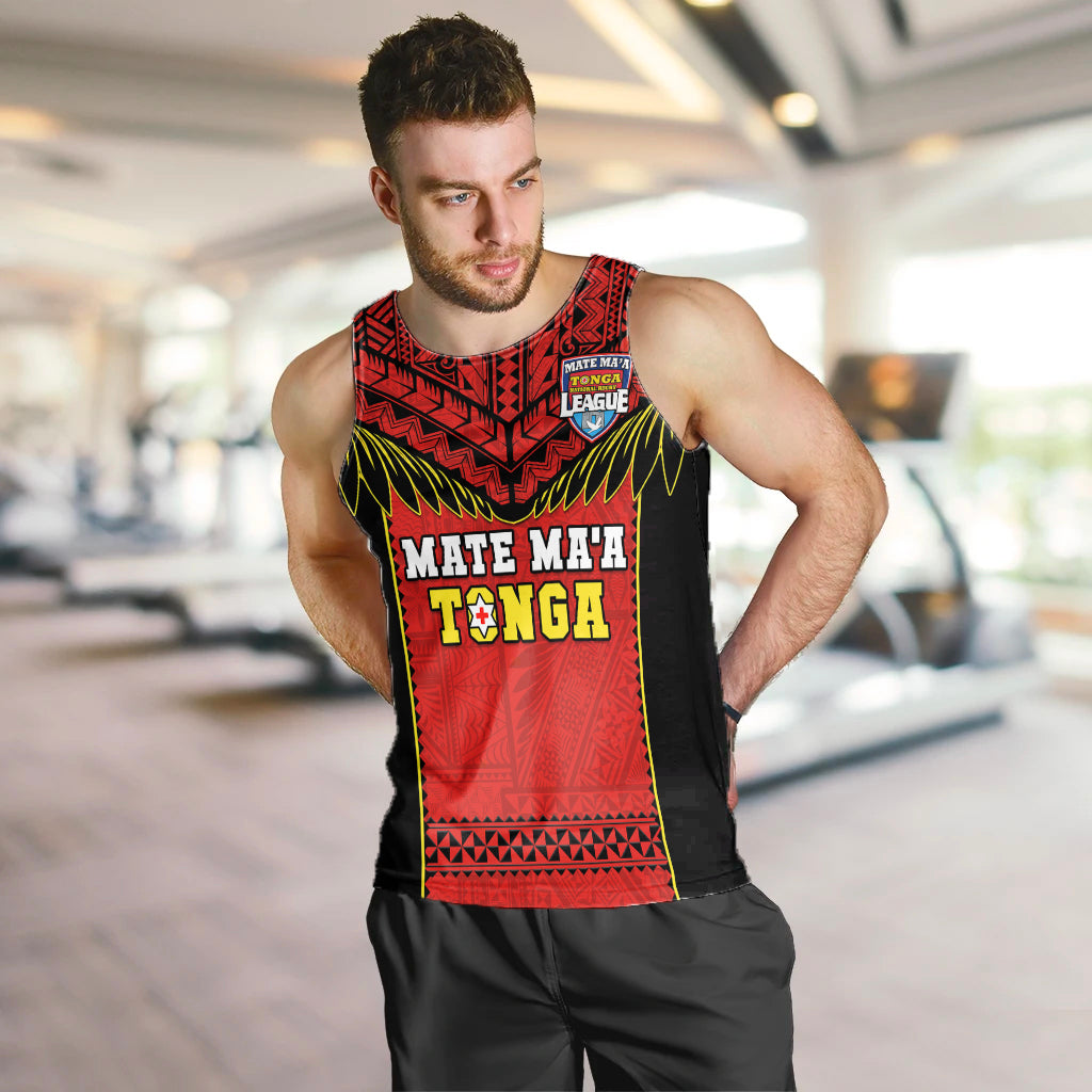 (Custom Text And Number) Tonga Rugby Men Tank Top Mate Maa Tonga Pacific Ngatu Black LT14 - Polynesian Pride