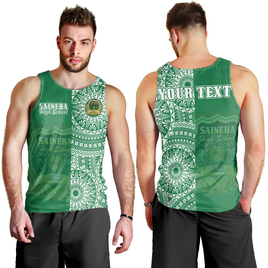 (Custom Personalised) Tonga Saineha High School Men Tank Top Tongan Ngatu Pattern LT14 Green - Polynesian Pride