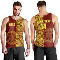 (Custom Text And Number) Tonga High School Men Tank Top Class Of Year Tongan Ngatu Pattern LT14 Red - Polynesian Pride