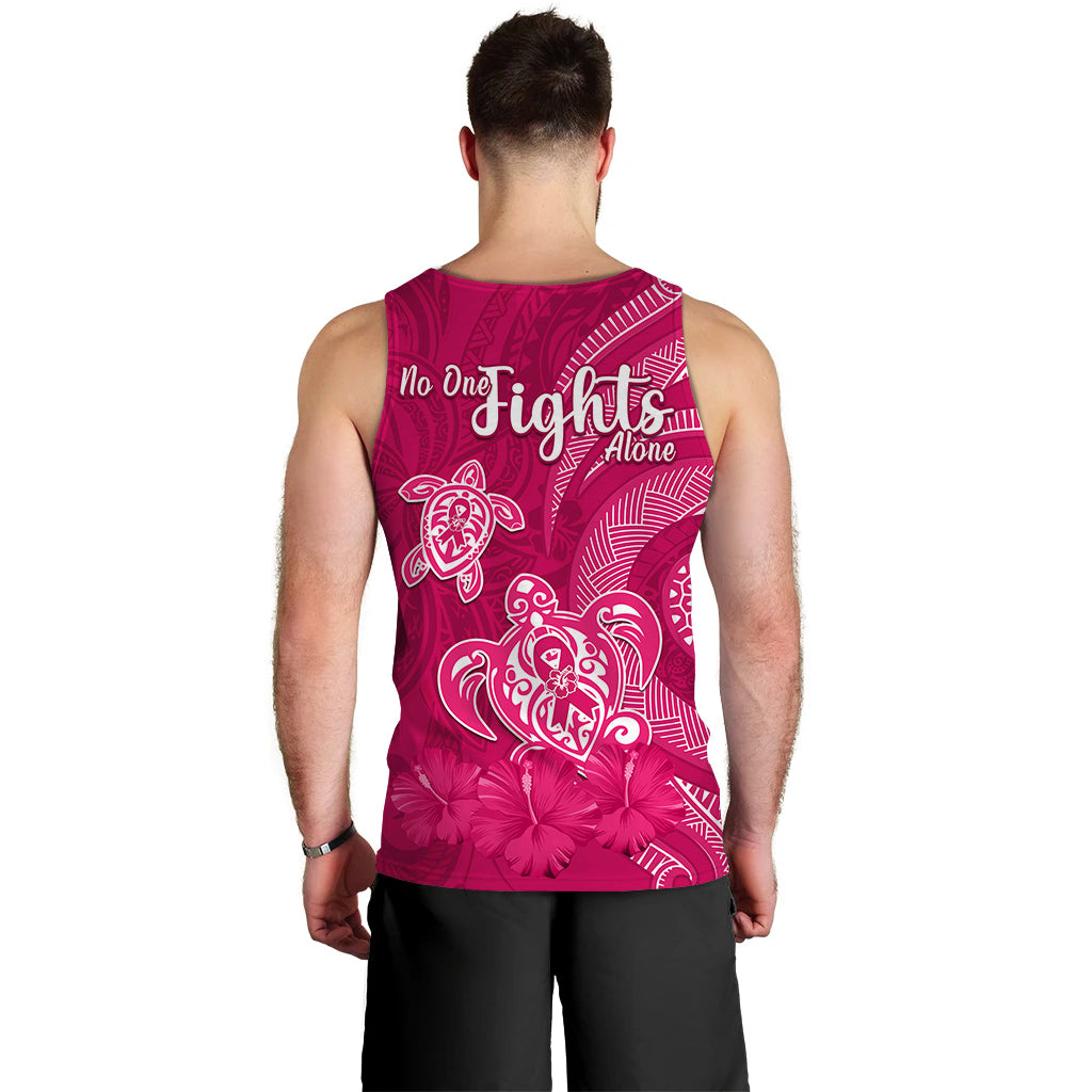Breast Cancer Awareness Men Tank Top Hibiscus Polynesian No One Fights Alone LT13 - Polynesian Pride