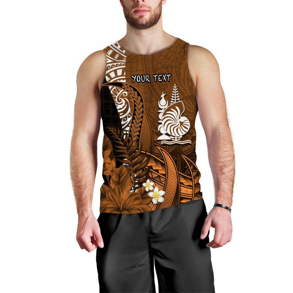 (Custom Personalised) New Caledonia Men Tank Top Nautilus Gold Polynesian Hibiscus LT13 Gold - Polynesian Pride