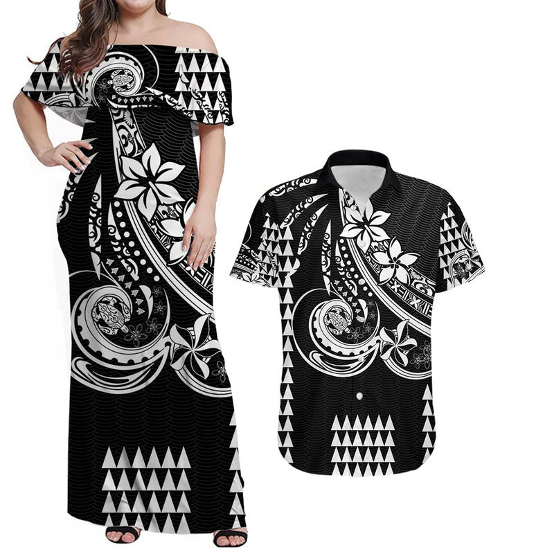 Hawaiian Kakau Polynesian Matching Dress and Hawaiian Shirt - Black LT6 Black - Polynesian Pride