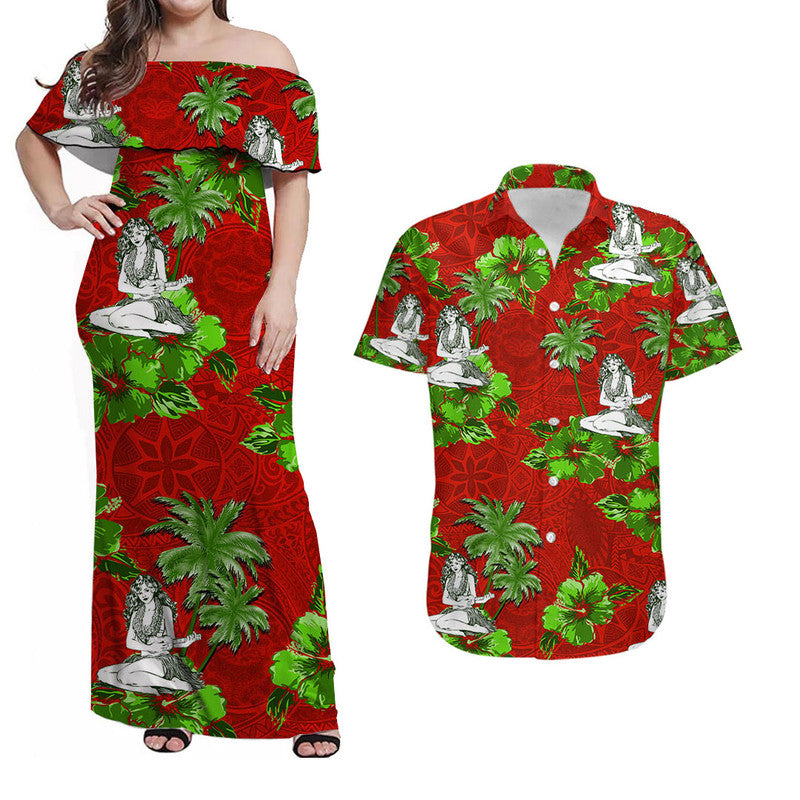 Hawaiian Outfits For Couples Hawaii Summer Hula Girl Matching Dress and Hawaiian Shirt No.8 LT6 No Dress - Polynesian Pride