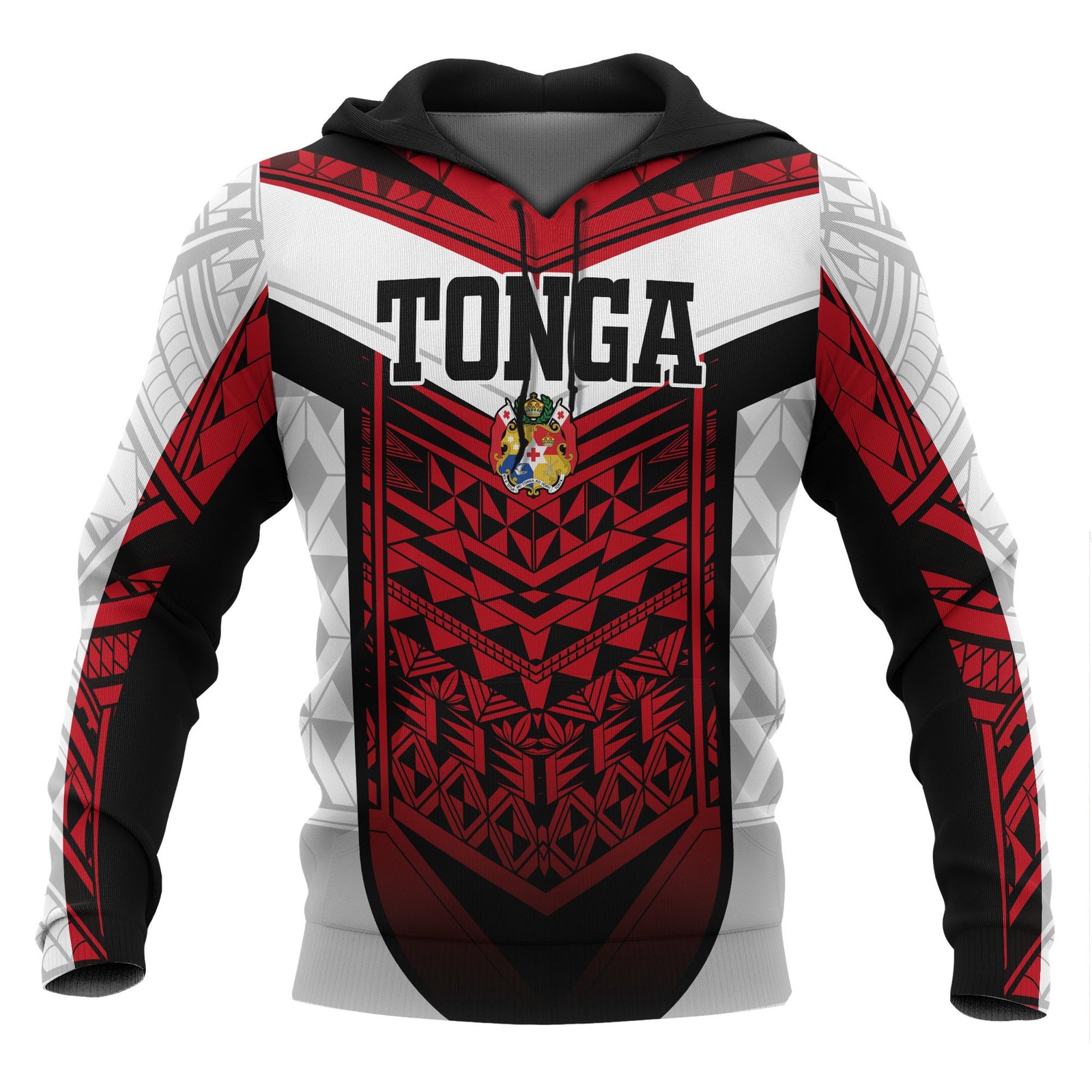 Tonga Polynesian Hoodie Tongan Pattern Red - Polynesian Pride