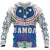 Samoa All Over Hoodie Coat of Arm Unisex Blue & White - Polynesian Pride