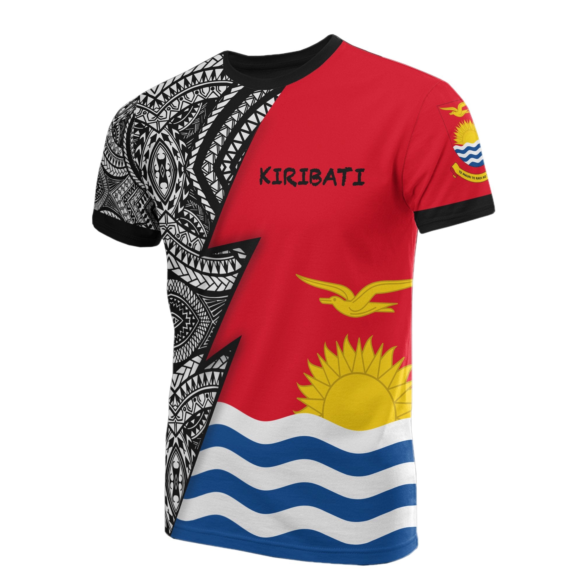 Kiribati Pattern All Over T Shirt Kiribati Flag Coat Of Arms Polynesian Tattoo Unisex Red - Polynesian Pride