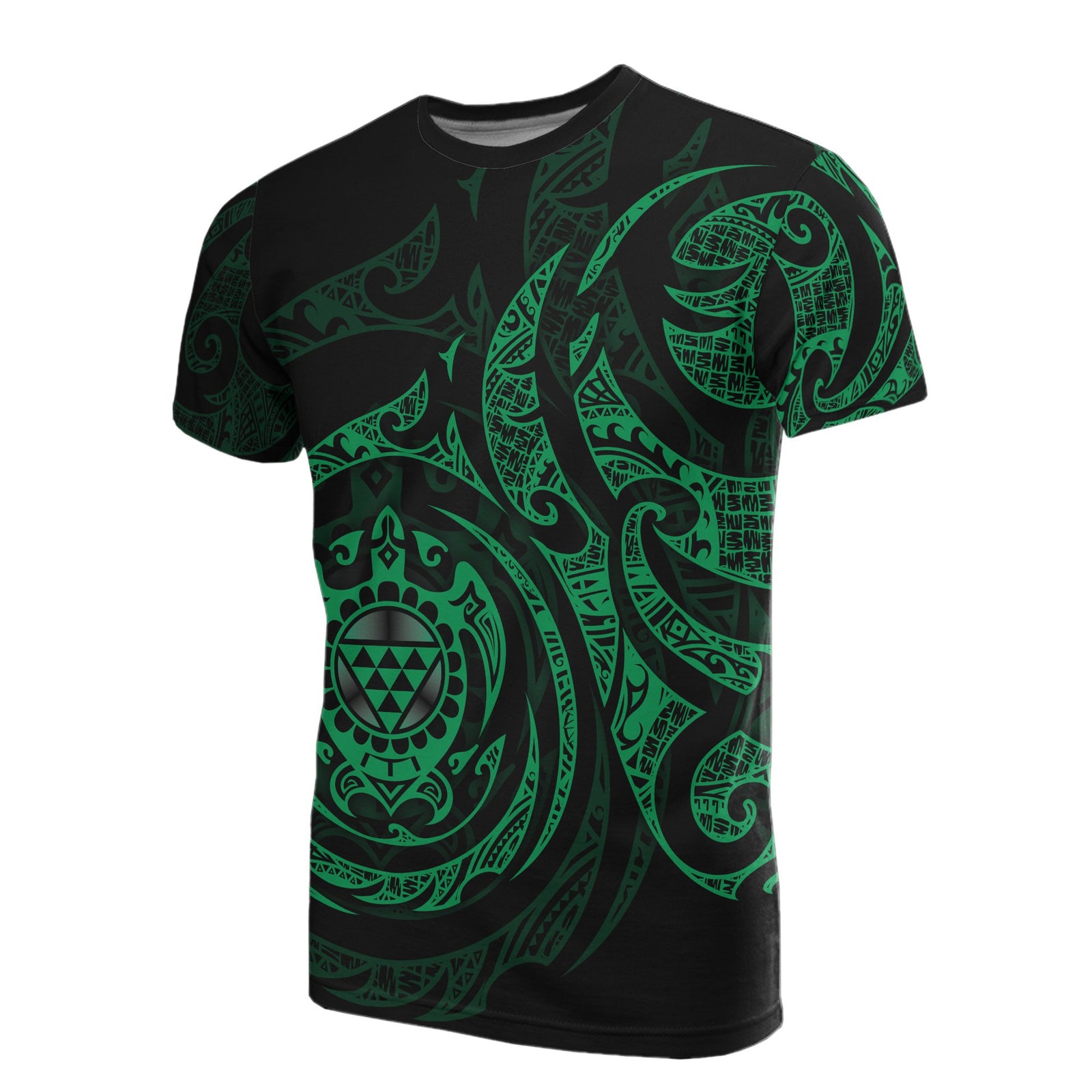Hawaii All Over T Shirt Polynesian Green Turtle Tribal Green - Polynesian Pride
