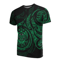 Hawaii All Over T Shirt Polynesian Green Turtle Tribal Green - Polynesian Pride