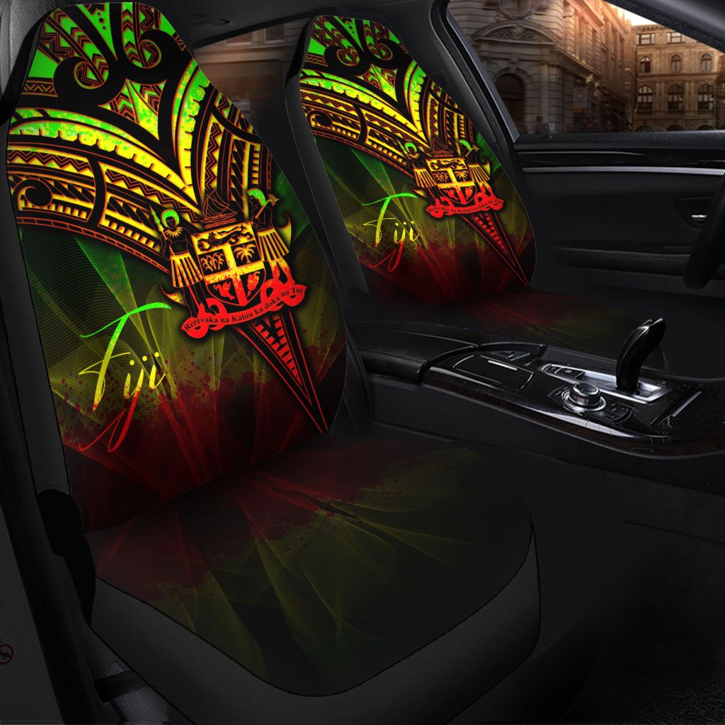 Fiji Car Seat Cover - Cross Style Reggae Color Universal Fit Black - Polynesian Pride