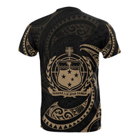 Samoa Polynesian All Over T Shirt Gold Tribal Wave - Polynesian Pride