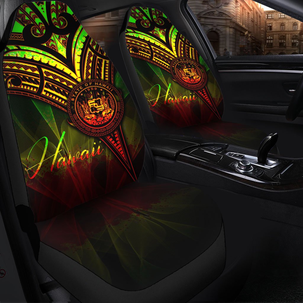 Hawaii Car Seat Cover - Cross Style Reggae Color Universal Fit Black - Polynesian Pride