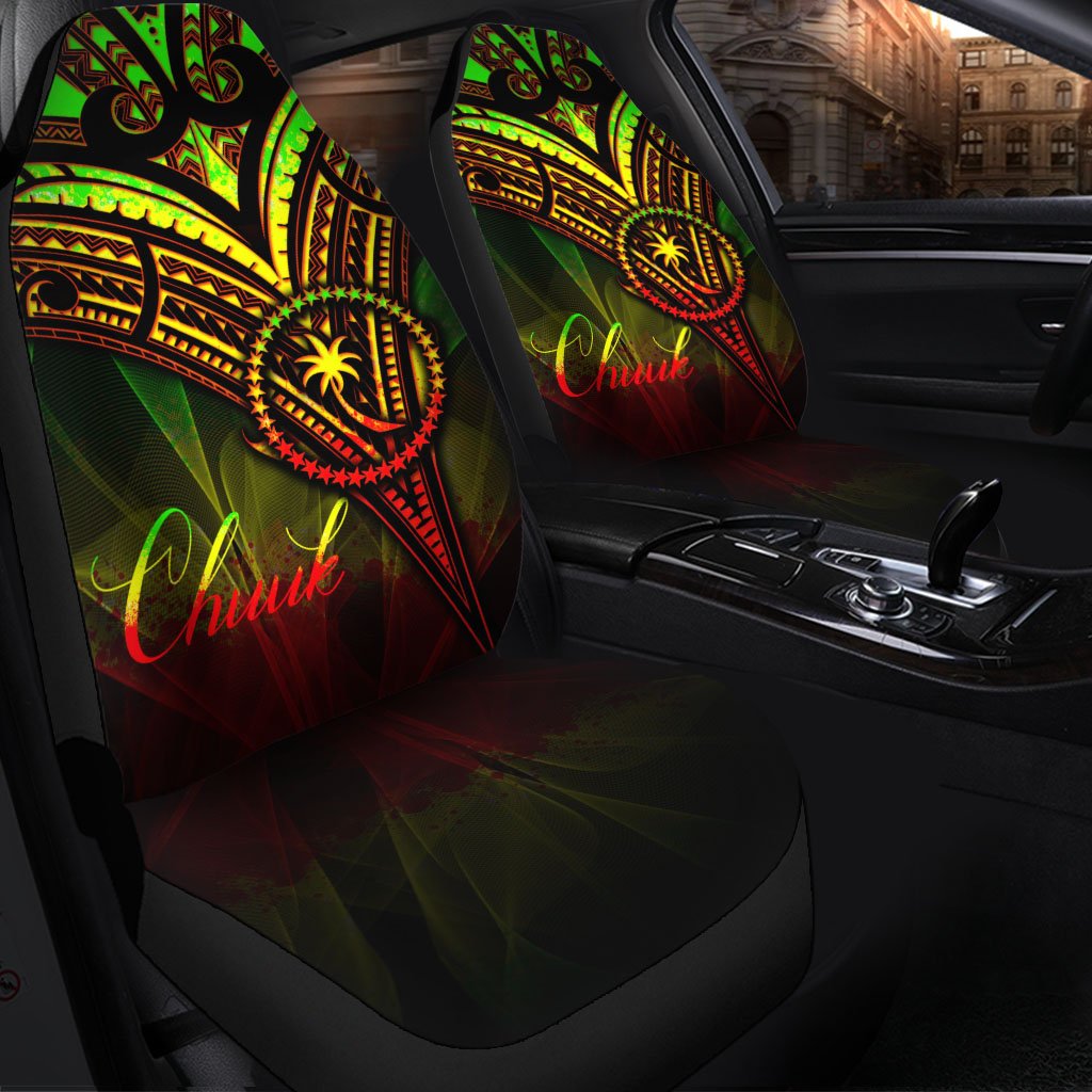 Chuuk State Car Seat Cover - Cross Style Reggae Color Universal Fit Black - Polynesian Pride