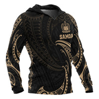 Samoa Polynesian Hoodie Gold Tribal Wave - Polynesian Pride