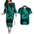 Kakau Hawaiian Polynesian Couples Matching Outfits Combo Long Sleeve Dress And Hawaiian Shirt Turquoise Green LT6 Green - Polynesian Pride