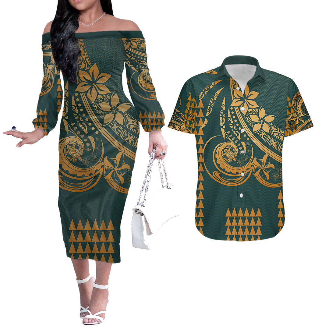 Polynesian Pride Hawaii Couple Outfit Ideas King Kamehameha Day Matching Dress and Hawaiian Shirt Paradise of The Pacific Tribal Kakau with Kanaka Maoli White