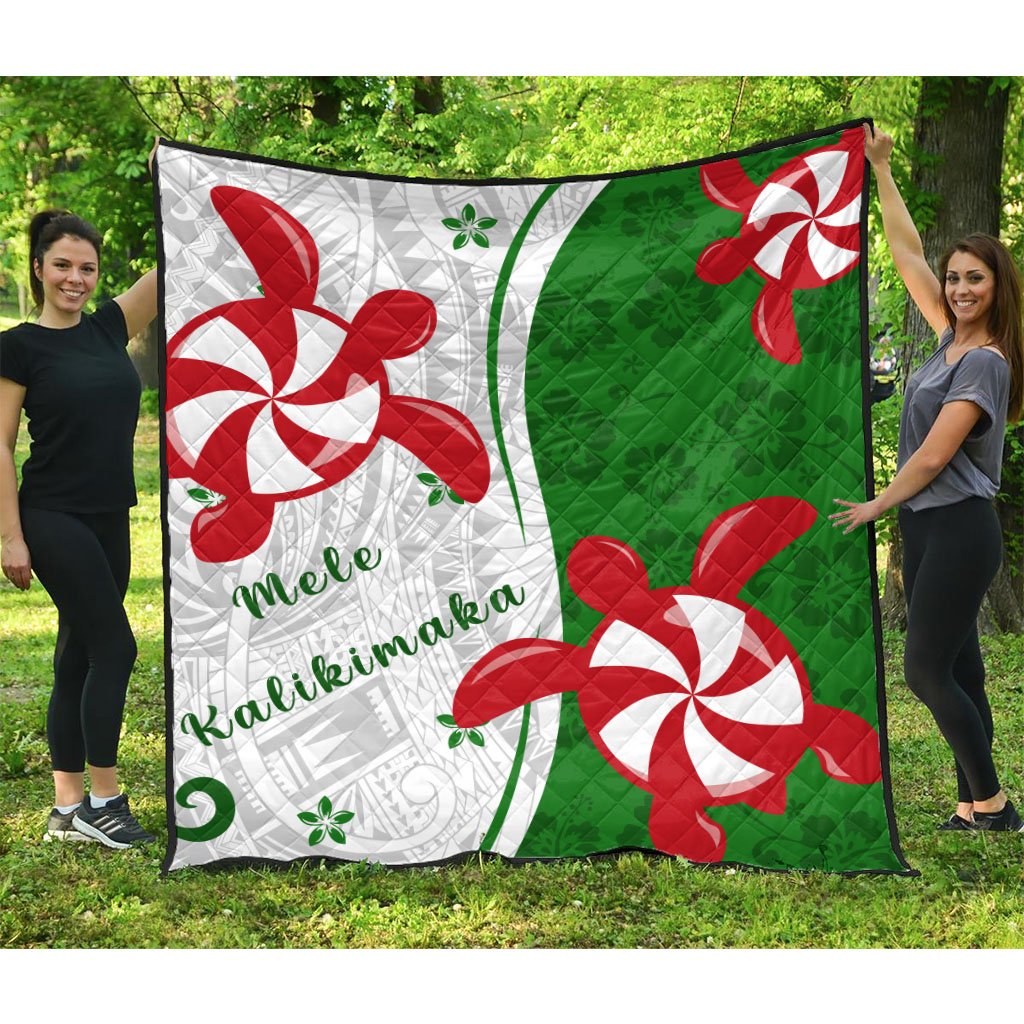 Hawaii Christmas Polynesian Premium Quilt - Turtle Candy - AH White - Polynesian Pride