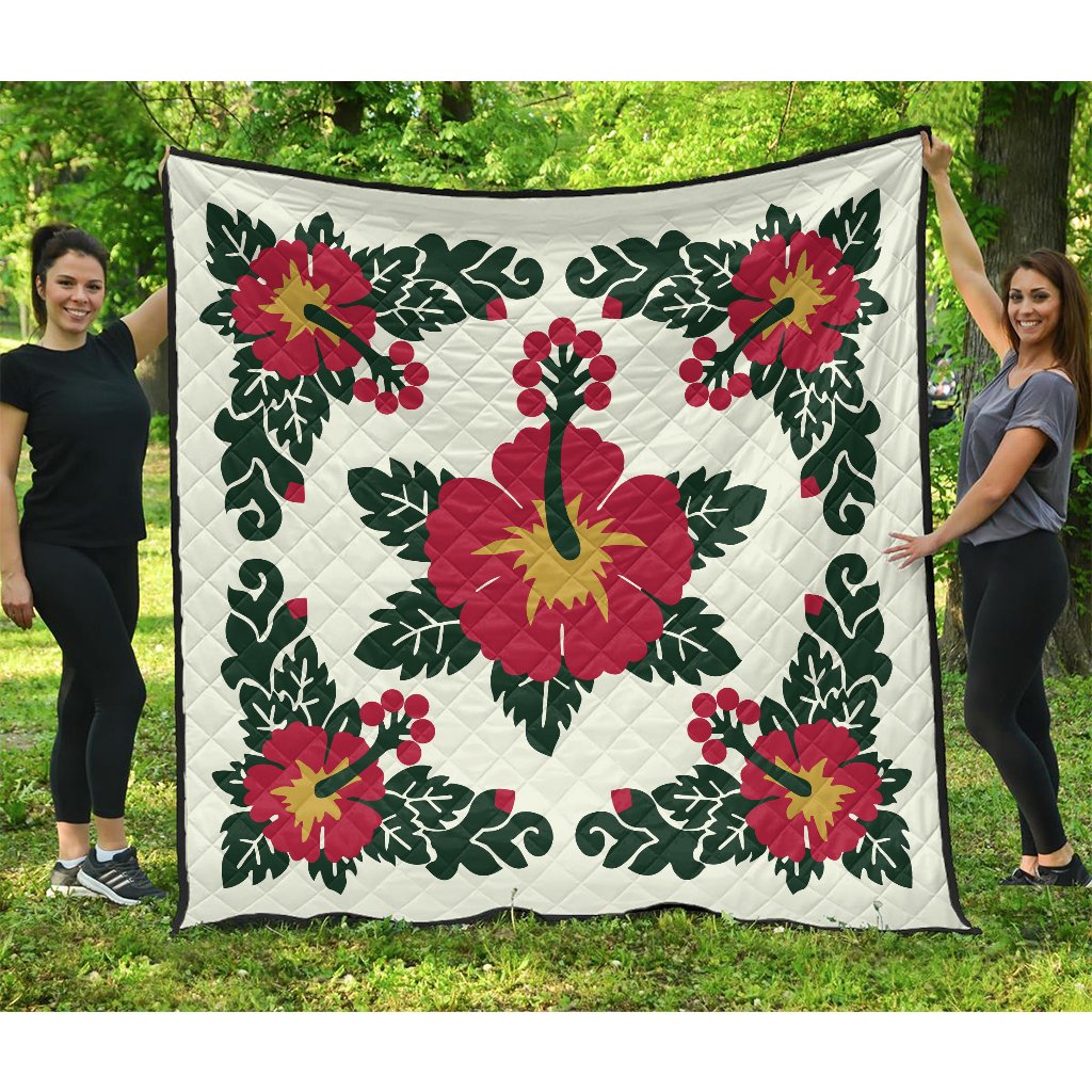 Hawaii Quilt - Hibiscus Quilting Premium Quilt - AH Beige - Polynesian Pride