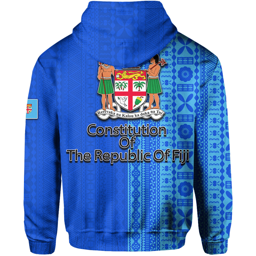 Fiji Constitution Day Half Tapa Patterns Zip Hoodie LT6 - Polynesian Pride